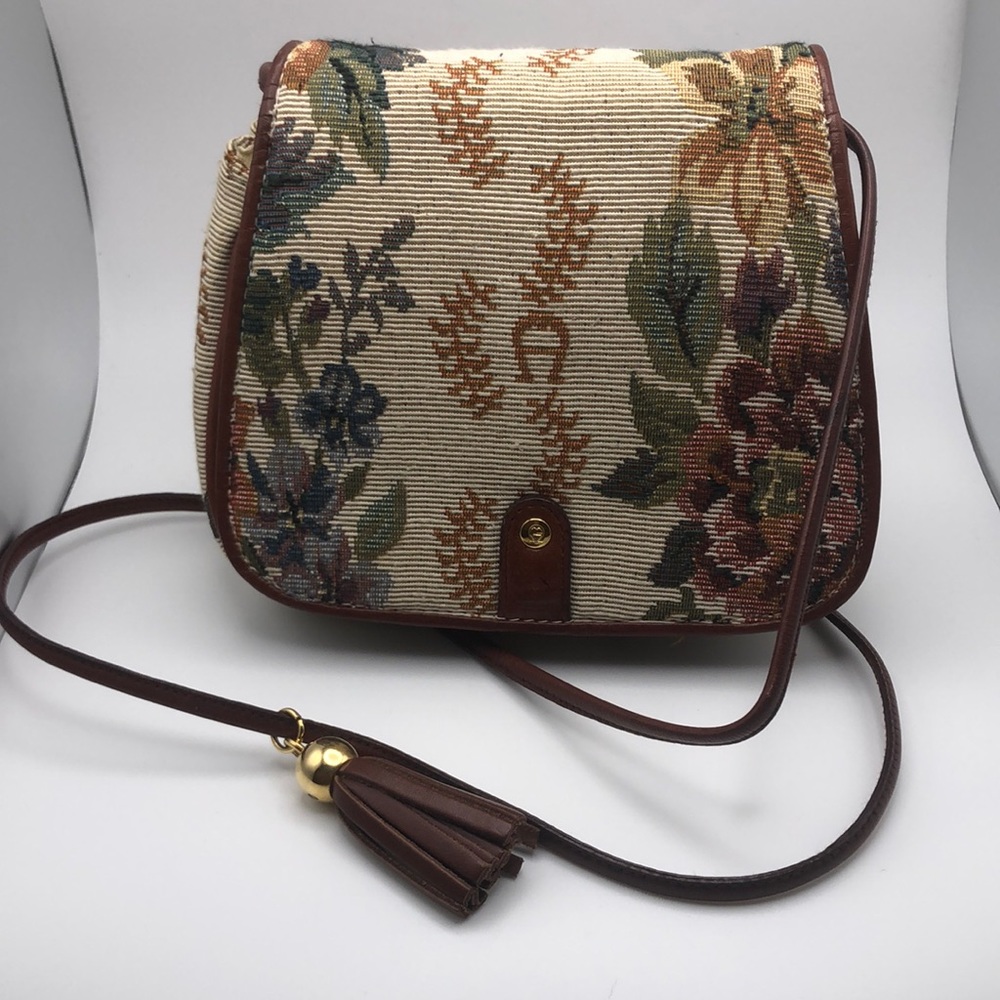 Etienne Aigner Multi Pocket Tapestry Crossbody Purse